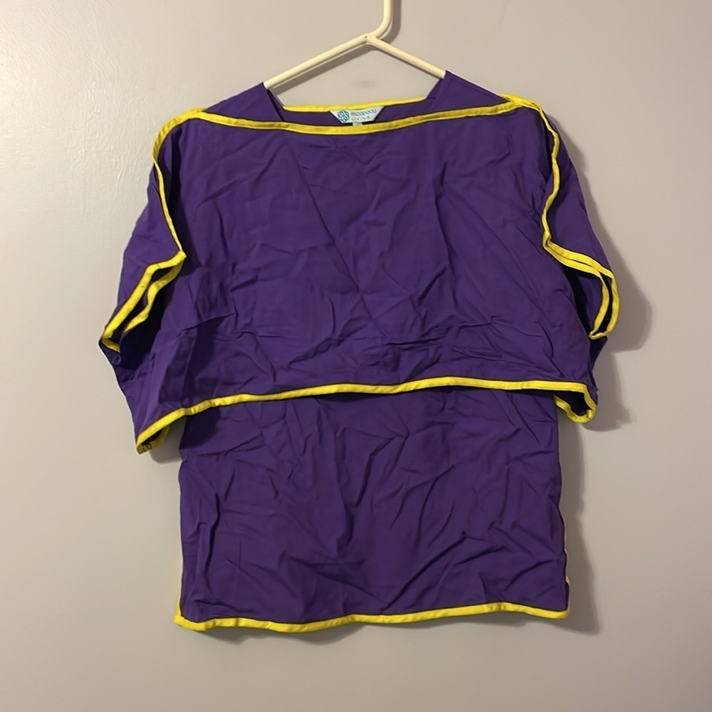 Escapada Living Gold Trim Ellison Top Solid Grape Boxy Blouse size S
